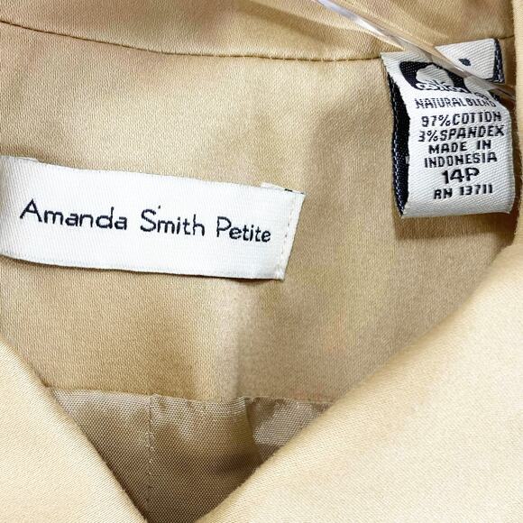 90s Vintage AMANDA SMITH PETITE Tan Collared Jacket - Picture 4 of 9